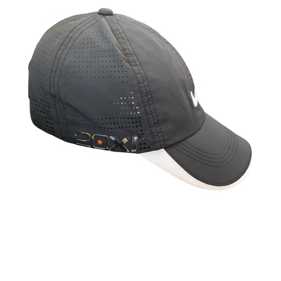 Nike Golf Hat Cap Black adjustable velcro strapback drift air vents white swoosh - Picture 4 of 11